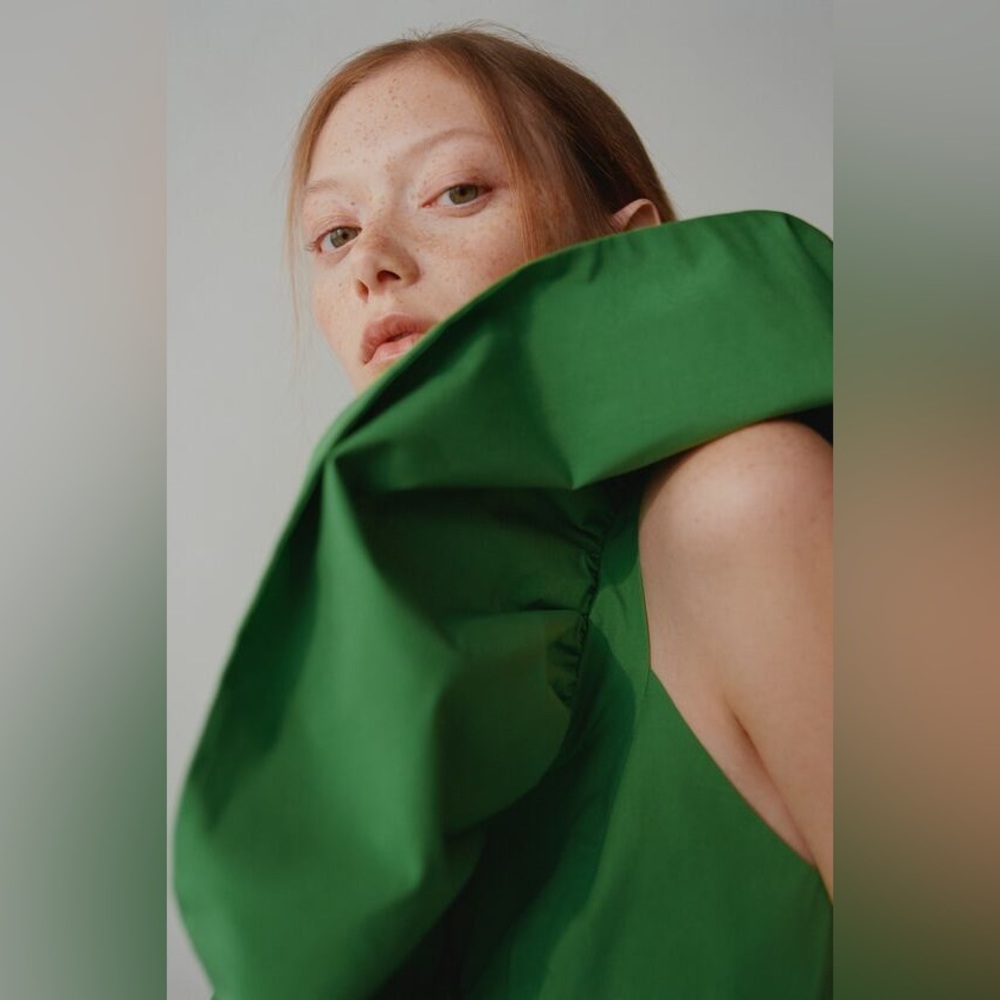 Zara Ruffle Poplin Crop Top - Picture 7 of 14